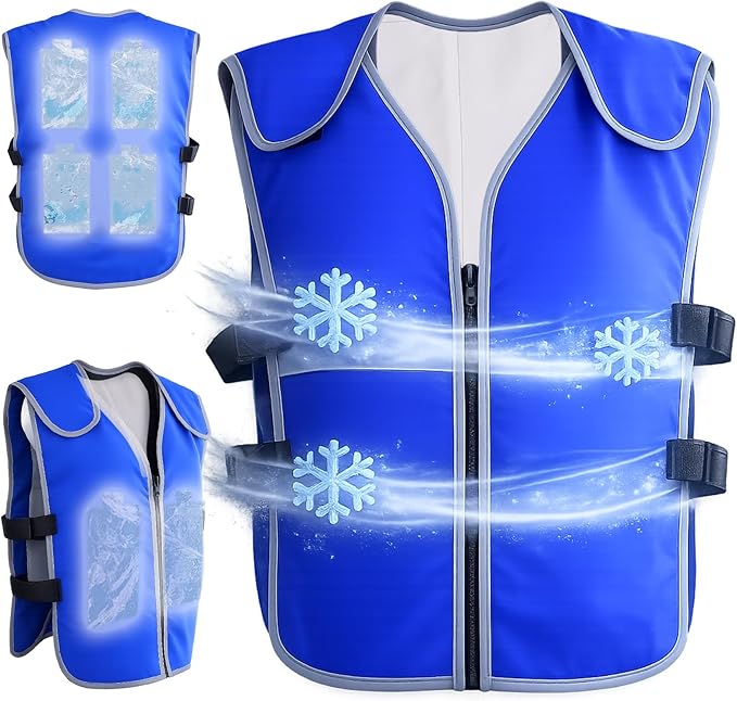 Cooling Vest for Men & Women, Ice Vest with 28 Reusable Ice Packs, High Visibility Reflective Adjustable Ice Jacket for Wo...