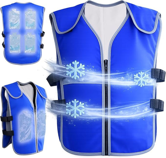 Cooling Vest for Men & Women, Ice Vest with 28 Reusable Ice Packs, High Visibility Reflective Adjustable Ice Jacket for Wo...
