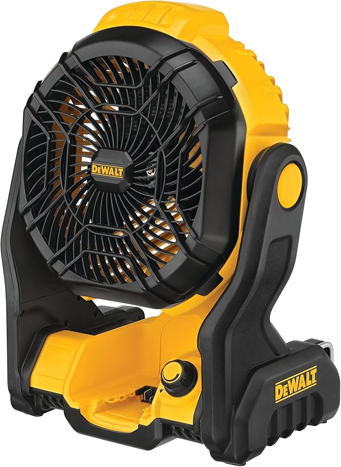 DEWALT 20V MAX Portable Fan, Battery Powered Rechargeable Cordless Shop Fan, Up to 4.5 Hrs Runtime, Variable Speed, 650 CF...