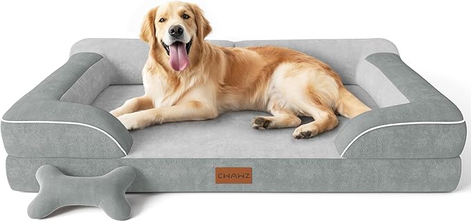 CWAWZ Extra Large Dog Bed, Orthopedic Dog Bed with Cooling Gel Memory Foam, Waterproof XL Pet Bed with Removable Washable ...