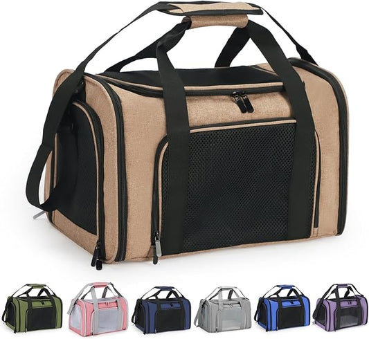 DALASITING Airline Approved Pet Carrier for Cats and Small Dogs Up to 15lbs, Cat Dog Carrier with Safety Leash, Adjustable...