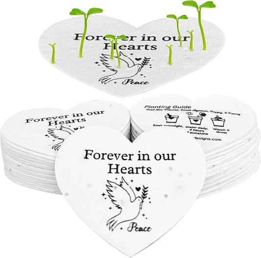 50 Plantable Seed Paper Funeral Favors for Guests - Handmade Seed Cards with Wildflower Seeds for Celebration of Life Even...