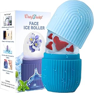 CrafTreat Ice Roller for Face, Eyes & Neck – Reusable Silicone Ice Mold for Cooling, De-Puffing & Facial Massage (Blue)