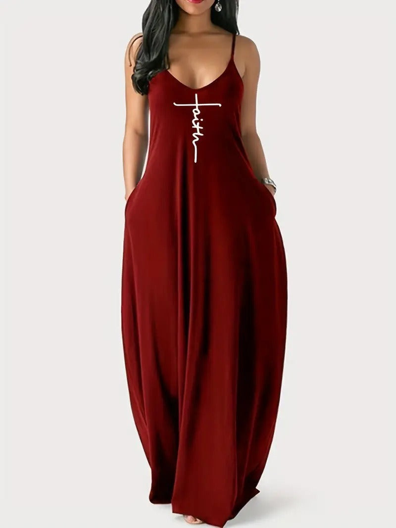 New Women's Sleeveless Cami Dress, Elegant Floral Print Fashion Dress