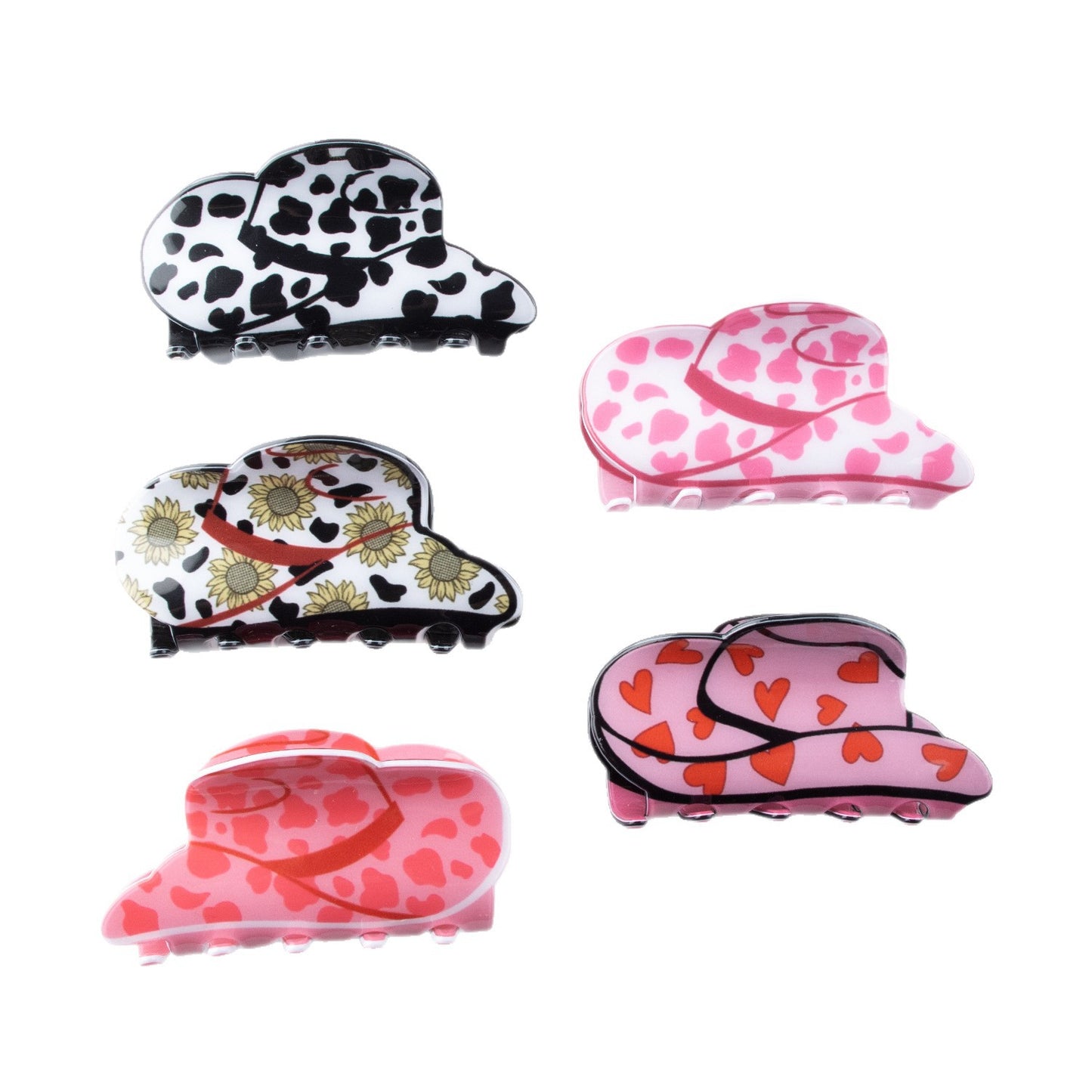 Cute Heart-shaped Sunflower And Cow-patterned Hat-style Hair Clip
