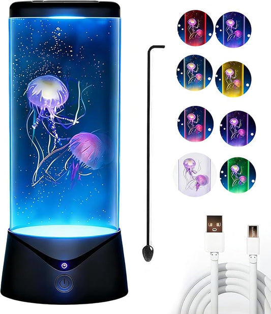 BiKiBao Jellyfish Lamp with 9 Color Changing 2 Mode Portabe Jelly Fish Night Light Tank LED Mood Lamp Home Decor for Room ...