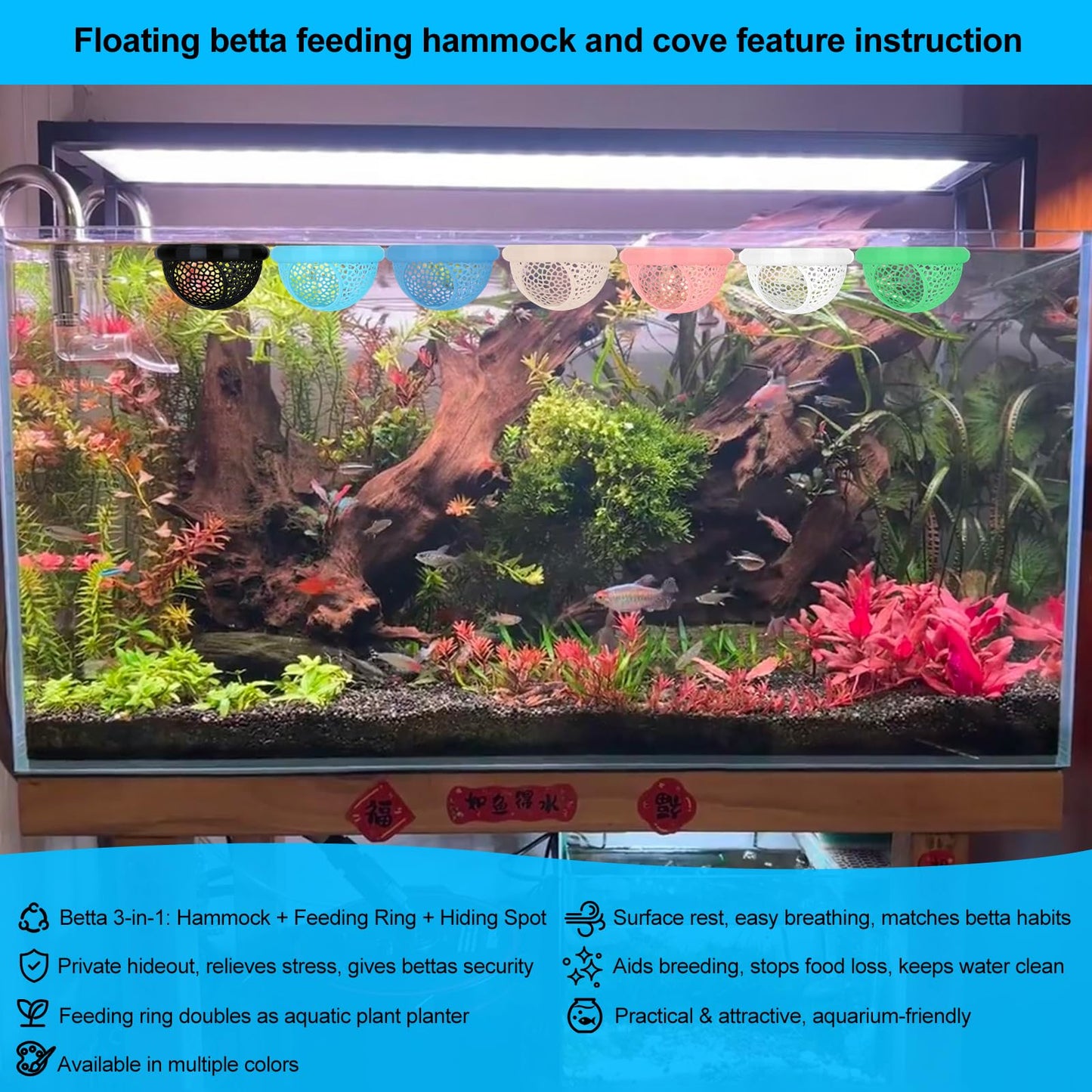 2pcs White Floating Betta Fish Hammock Bed,Beta Hide Cave And Resting Spot,Fish Tank Accessories Decor Toy,Betta Fish Feeding Ring For Aquarium,Shrimp Betta Log Bed-1pcs Big And 1pcs Small