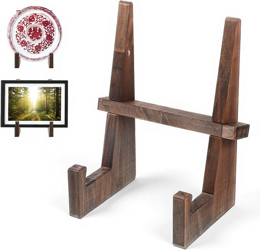 Eldraqth Wooden Plate Stands, 8.8 Inch Wood Plate Display Stands Decorative Picture Frame Holder Stand Table Top Easels fo...