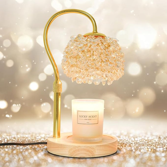 Hisummer Candle Warmer Lamp with Timer, Dimmable Candle Lamp Warmer with 312 K9 Crystals Adjustable Height Electric Candle...