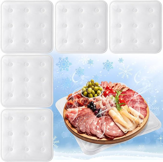LemonRoad 6 Pcs Cooling Mat for Food Buffet Table, 9 x 9 Inches Reusable Freezable Ice Mat Cooling Serving Pads Chilled Se...