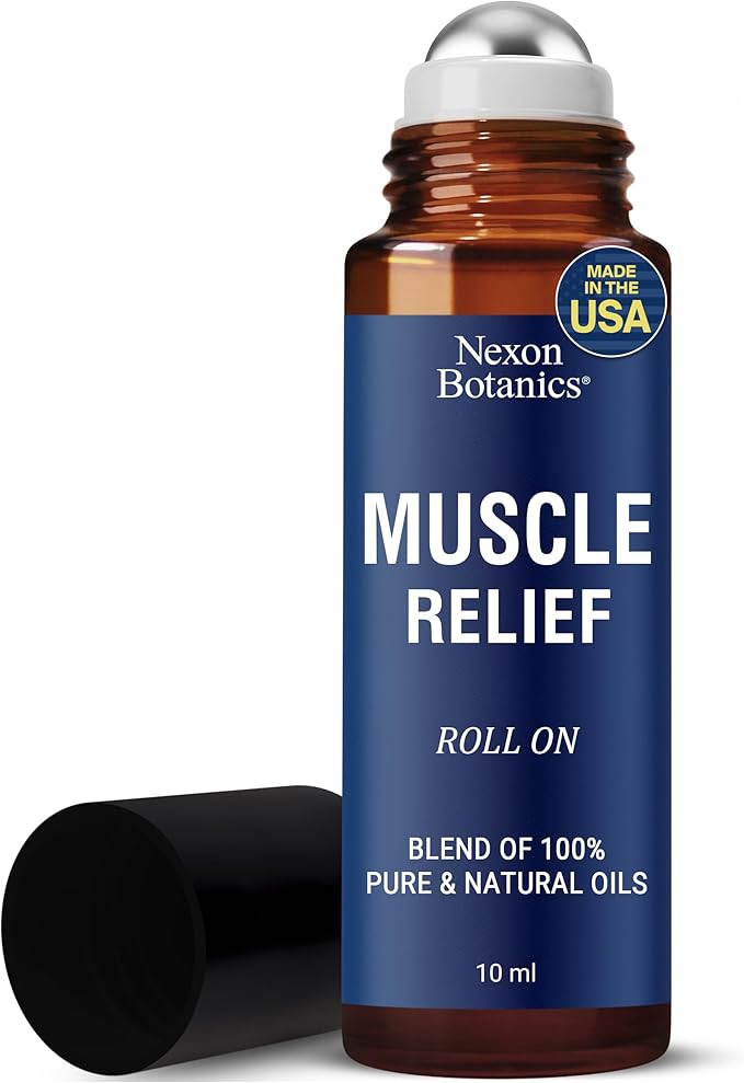 Muscle Relief Essential Oil Roll-On 10 ml - Pure & Natural Prediluted Blend for Sore Muscles, Aches & Recovery - Easy Roll...