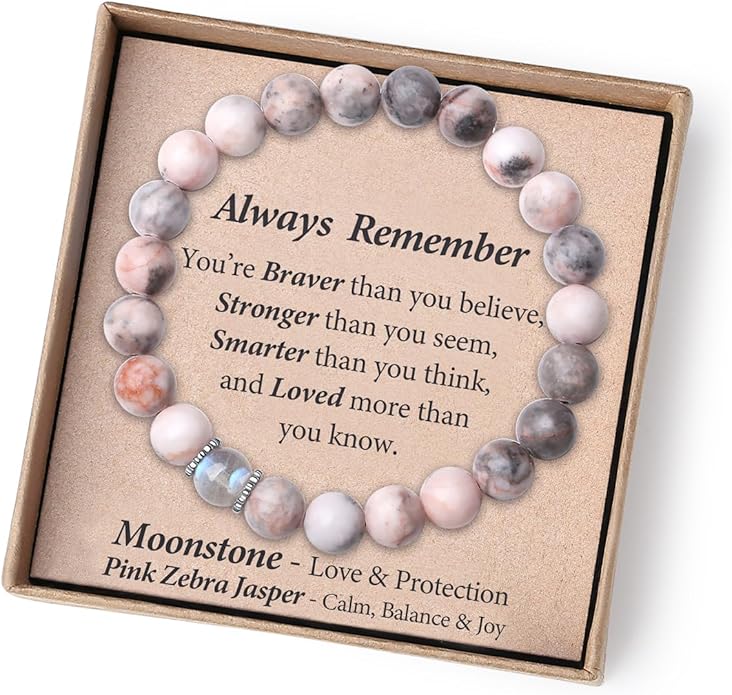 THEMEROL Inspirational Gifts for Kids/Girls/Teens/Women-Love/Encouragement-Natural Crystal Bracelets-Handmade Cute Gifts