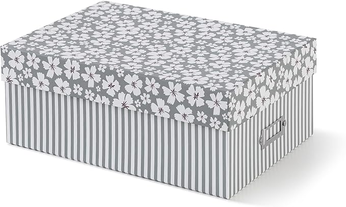 Soul & Lane Decorative Photo Storage Box with Lid, 11.7" × 7.7" × 4.5", Memory Box for Keepsakes, Floral Cardboard Picture...