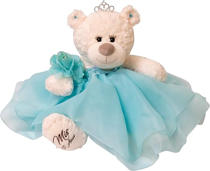 Kinnex Collections by Amanda Large 20” Quinceañera Teddy Bear Centerpiece – Elegant Dress, Oversized Keepsake Gift for 15 ...