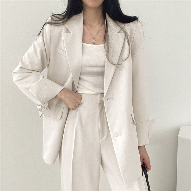 Womens Solid-color Loose-fitting Korean-style Versatile Blazer
