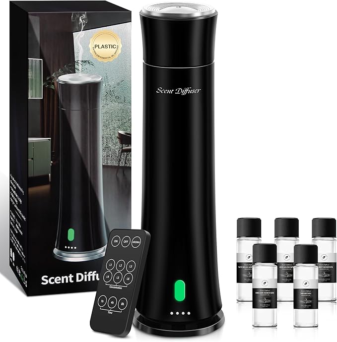 Hotel Scent Diffuser Starter Kit - 1500 Sq Ft Coverage, Premium Plastic Essential Oil Diffuser, Waterless Diffuser for Hom...