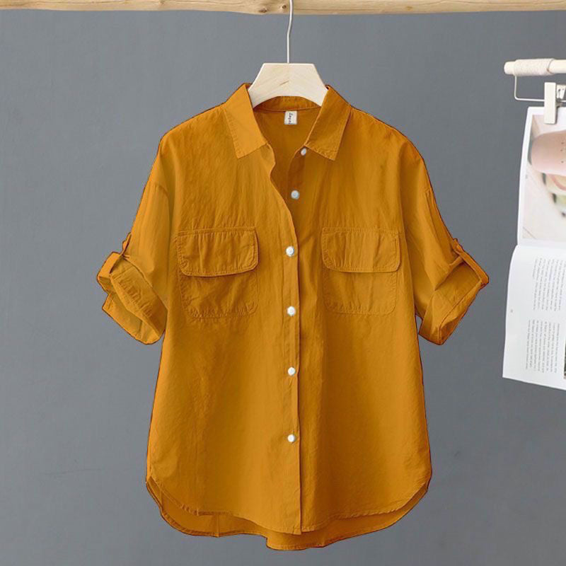 Korean-style Solid-color Age-reducing Blouse With Elegant Style