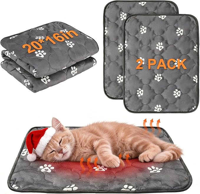 BEAUTYZOO Self Warming Cat Bed Pad, Self Heating Dog Bed Mat, Heated Cat Bed for Indoor Outdoor Cats, Thermal Warmer Pet P...