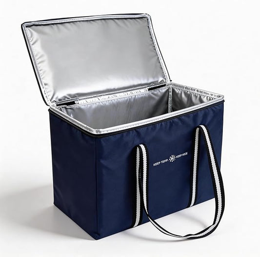 Insulated Food Delivery Bag, Large Durable Reusable Shopping Grocery Bag with Zipper – Foldable Thermal Cooler Bag for Hot...