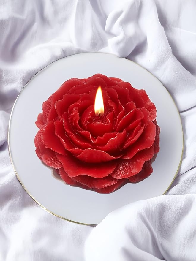Peony Flower Shaped Candle with Scent, Soy Wax Blend Aromatherapy Candle, Gift Candle, Gifts for Women, Candles for spa, S...