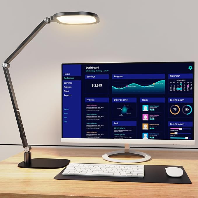 LitONES LED Desk Lamp for Home Office – Professional Eye-Caring Soft Diffused Light, Dimmable Desk Lamp with Adjustable Me...