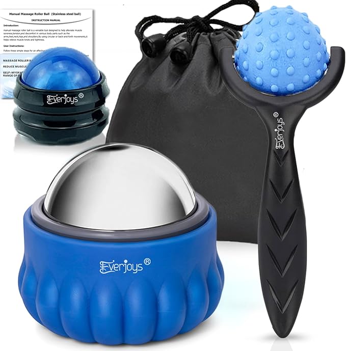 Everjoys Massage Ball Roller Set– Ice Cold and Hot for Deep Tissue and Sore Muscle Relief of Stiffness and Stress, Body, N...