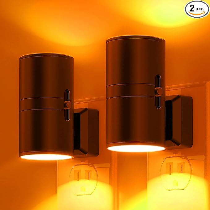 L LOHAS LED Night Light, Amber Nightlight, Dimmable Night Light, Light Sensor, Yellow Nightlight, 0-100LM, Sleep Light for...