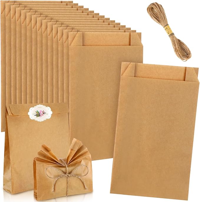 Fulmoon 50 Pieces Soap Paper Bags, 5'' x 8'' Kraft Paper Bags for Packaging Soap Making Wrappers with 394 Inch Jute Ropes ...