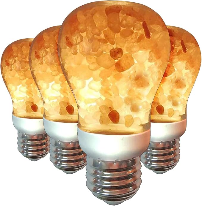 Himalayan Glow LED Light Bulb, Patent Design 60-Watt Equivalent, Warm Amber Glow, Salt Bulb Light, 4 Count