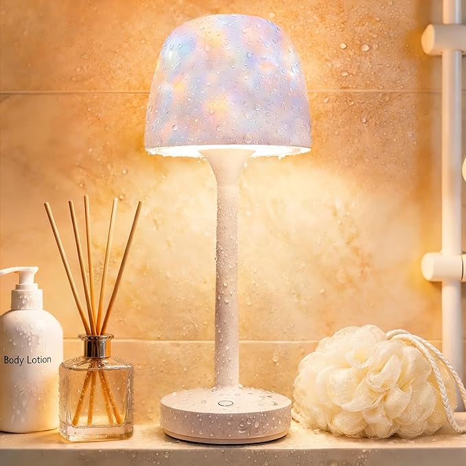 YJHAOTOU Waterproof Shower Lamp with 16 Color Ocean Wave Projector, Rechargeable LED Light with Remote & Touch Control, 3 ...