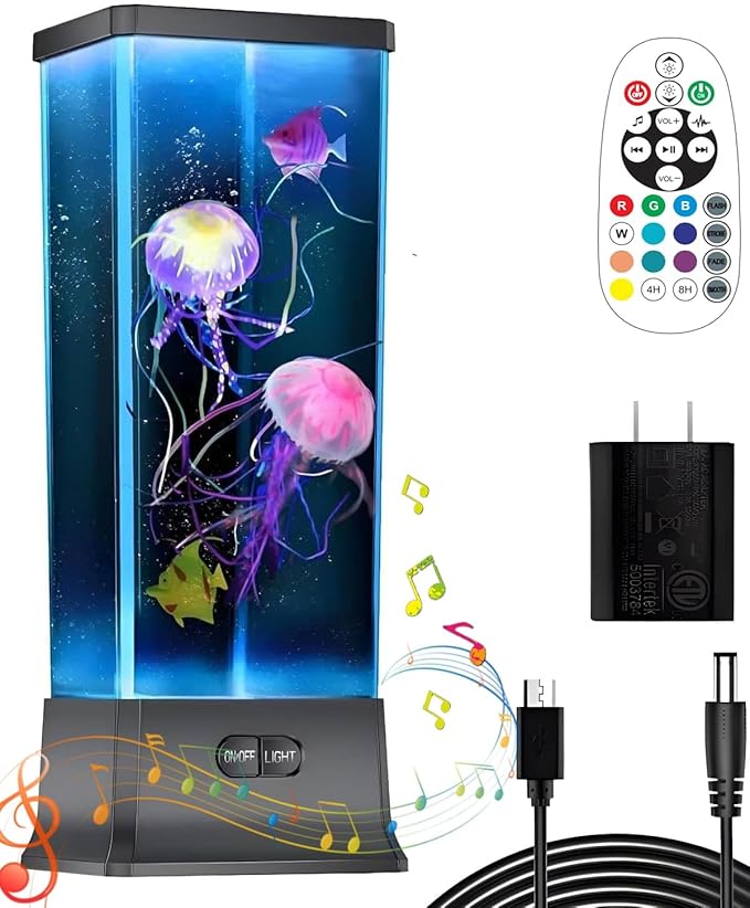 COLORLIFE Cool Electric Jellyfish Lamp with Bluetooth Speaker Music Gift for Boys Girls Adults Aquarium Tank Sensory Mood ...