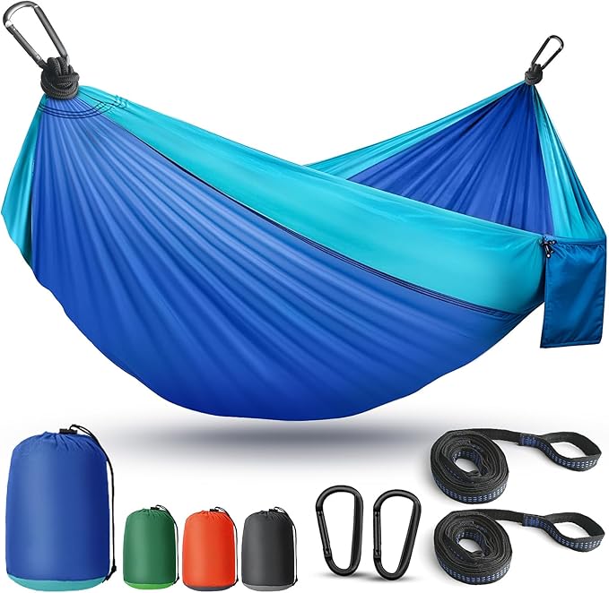 Camping Hammock Lightweight, Portable Hammocks Parachute Hammock with Two Tree Straps, Single or Double Travel Swing Nylon...
