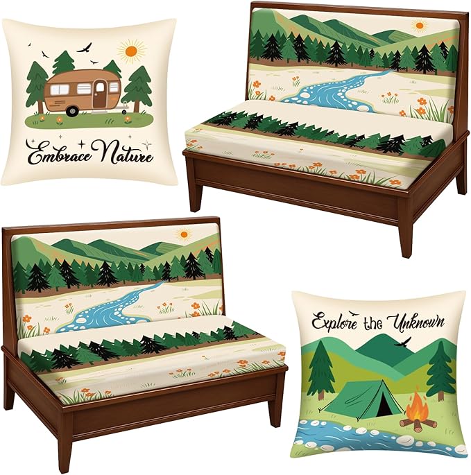 Breling 2 Set Rv Dinette Cushion Covers Stretch Washable Camper Dinette Cushion slipcovers, Rv & Camper Essentials, Lovese...