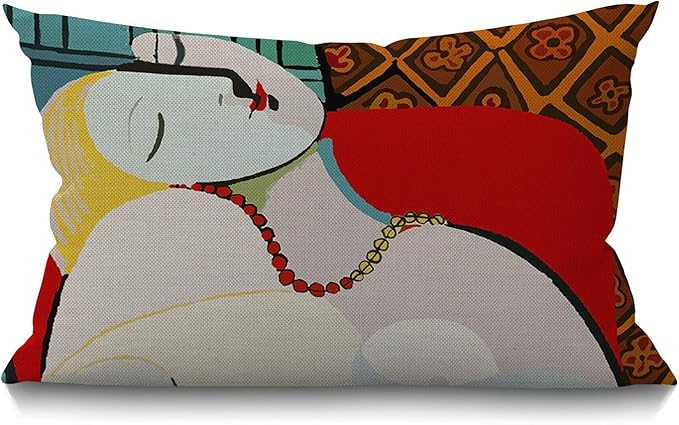 Smooffly Picasso Le Reve The Dream Farmhouse Pillow Cover Lumbar Pillow Cover Home Decorative Cotton Linen Cushion Case fo...
