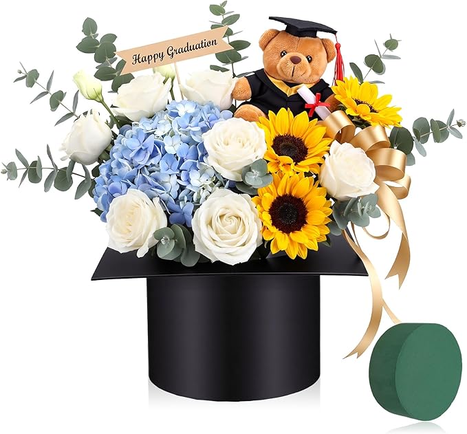 Tinlade Graduation Cap Flower Box with Foam Blocks Empty Graduation Gift Container Class of 2026 Candy Bouquet Box for Gra...