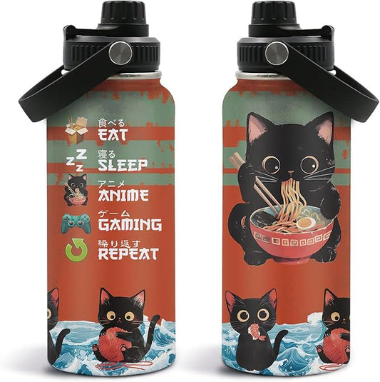 DUUV Cat Gifts for Women, 32 Oz Anime Cat Water Bottle, Cats Lover Gifts for Birthday, Cute Anime Bottles for Mom Sister F...