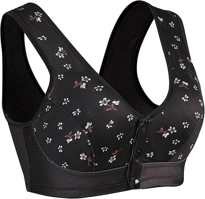 Front Button Bra Front Closure Everyday Sports Bras Convenient Snap Sleep Bra Women Comfort Wireless Cotton Bras for Women