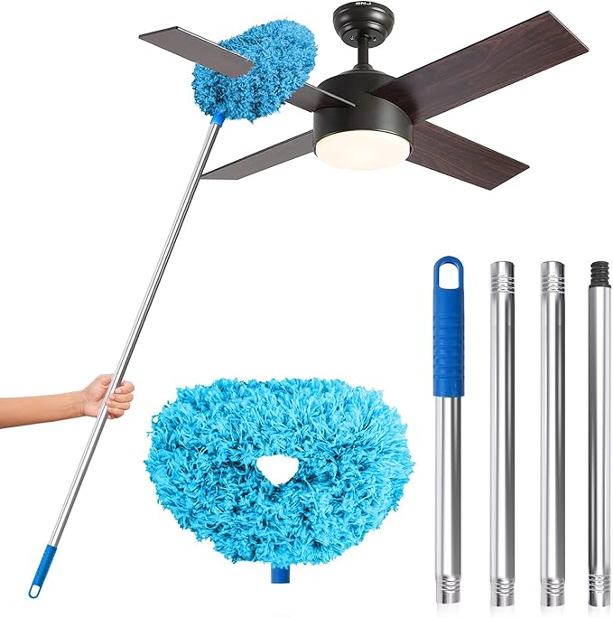 DRQ Ceiling Fan Cleaner Duster, Reusable Microfiber Duster with Extension Pole, 13 to 48 Inch Fan Blade Cleaner, Removable...