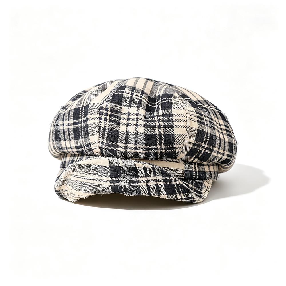 Retro Checkered Brushed Octagonal Newsboy Hat - Korean Version. Antique-style Checkered Soft Brim Hat. Fashionable, Trendy And Stylish Hat With A Touch Of Elegance
