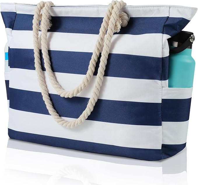 Clothirily Beach Bag for Women - Large Beach Tote Bag, Waterproof Sandproof Beach Bag with Zipper, Large Swim Pool Beach Tote