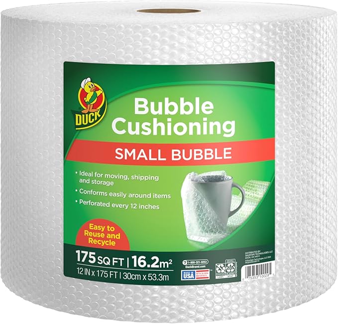 Duck Brand Small Bubble Cushioning Wrap for Moving & Shipping - 175 FT Bubble Packing Wrap for Extra Protection Packaging ...