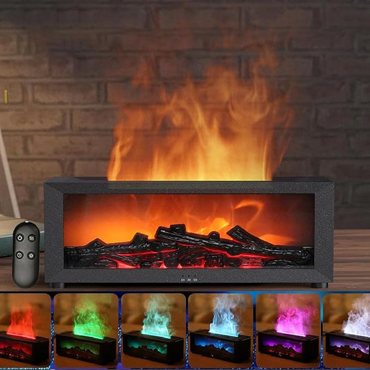 Essential Oil Diffuser, Fireplace Flame Air Diffuser Humidifier,7 Colors Aromatherapy Aroma Diffuser, Ultrasonic Aroma Hum...