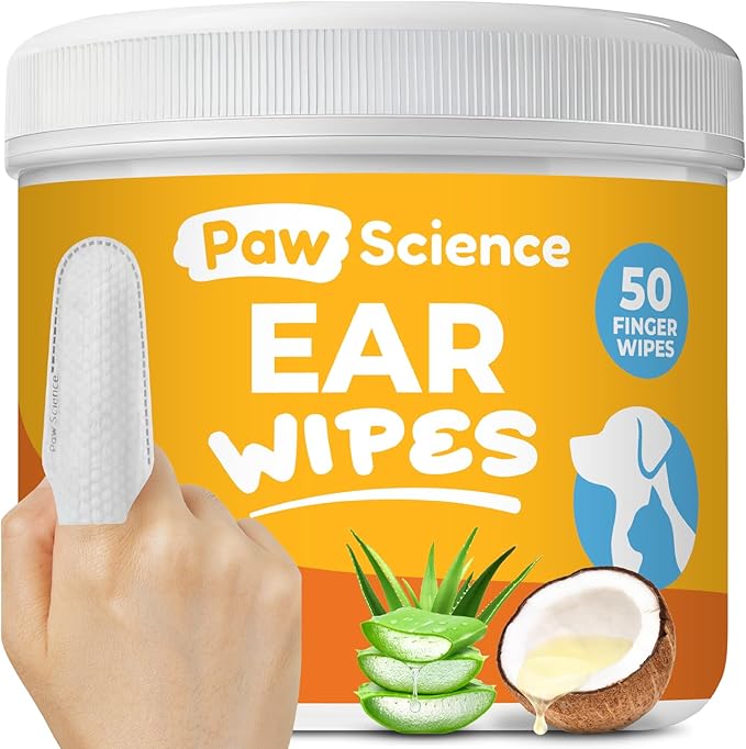 Paw Science Dog Ear Cleaner Wipes – Finger Wipes for Dogs & Cats – Cleaning, Soothing, & Deodorizing Itchy Ears – Pet Ear ...