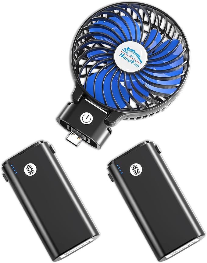 HandFan 10400mAh Powerful Handheld Fan, 40Hrs Long-Lasted Hand Fan Rechargeable, Mini Personal Fans Foldable, Heavy Duty B...