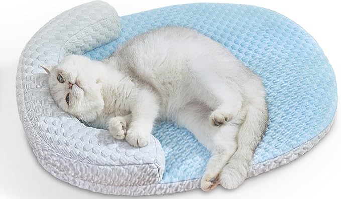 CATISM Cat Cooling Mat - Pet Bed Mat for Cats or Small Dogs, Cat Bed Cat Sleeping Beds with Pillow Soft and Comfortable, C...