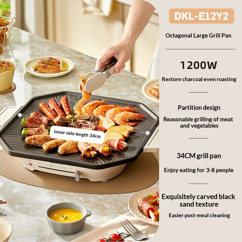 Household Non-Stick Electric Grill Korean-Style Smokeless BBQ Pan