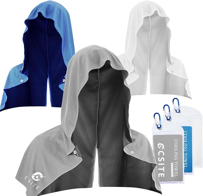 CSITE 3 Pack Cooling Hoodie Towels for Neck and Face, UPF 50 Sun Protection & Instant Cooling, Ice Towels for Hot Weather,...