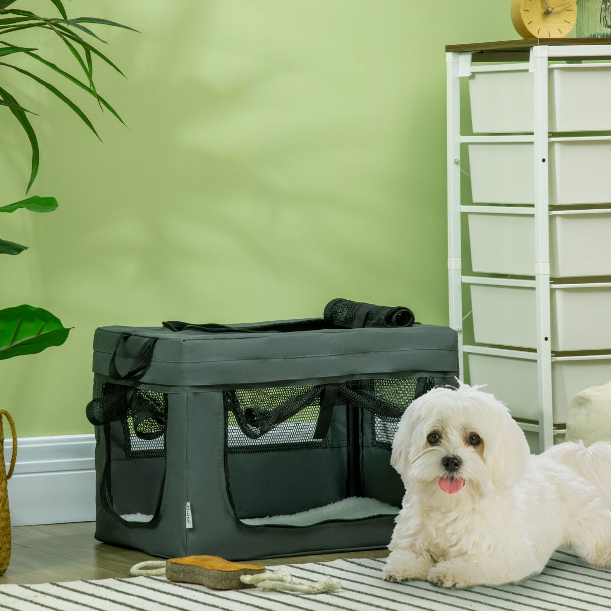 PawHut 48.5cm Pet Carrier, With Cushion, For Miniature Dogs - Grey
