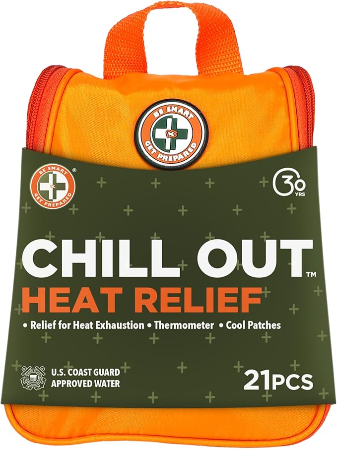 Be Smart Get Prepared Chill Out Heat Relief Kit - 21 Pieces - Designed for Camping, Hiking, Sports, Outdoor & Physical Act...