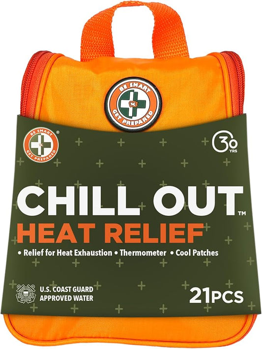 Be Smart Get Prepared Chill Out Heat Relief Kit - 21 Pieces - Designed for Camping, Hiking, Sports, Outdoor & Physical Act...